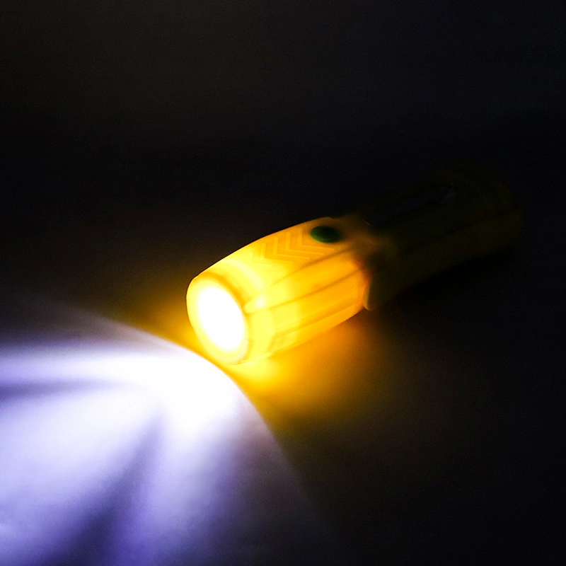 Yellow Rechargeable ABS COB Work Light LED Flashlight Fishing Camping Torch with Hook and Magnet