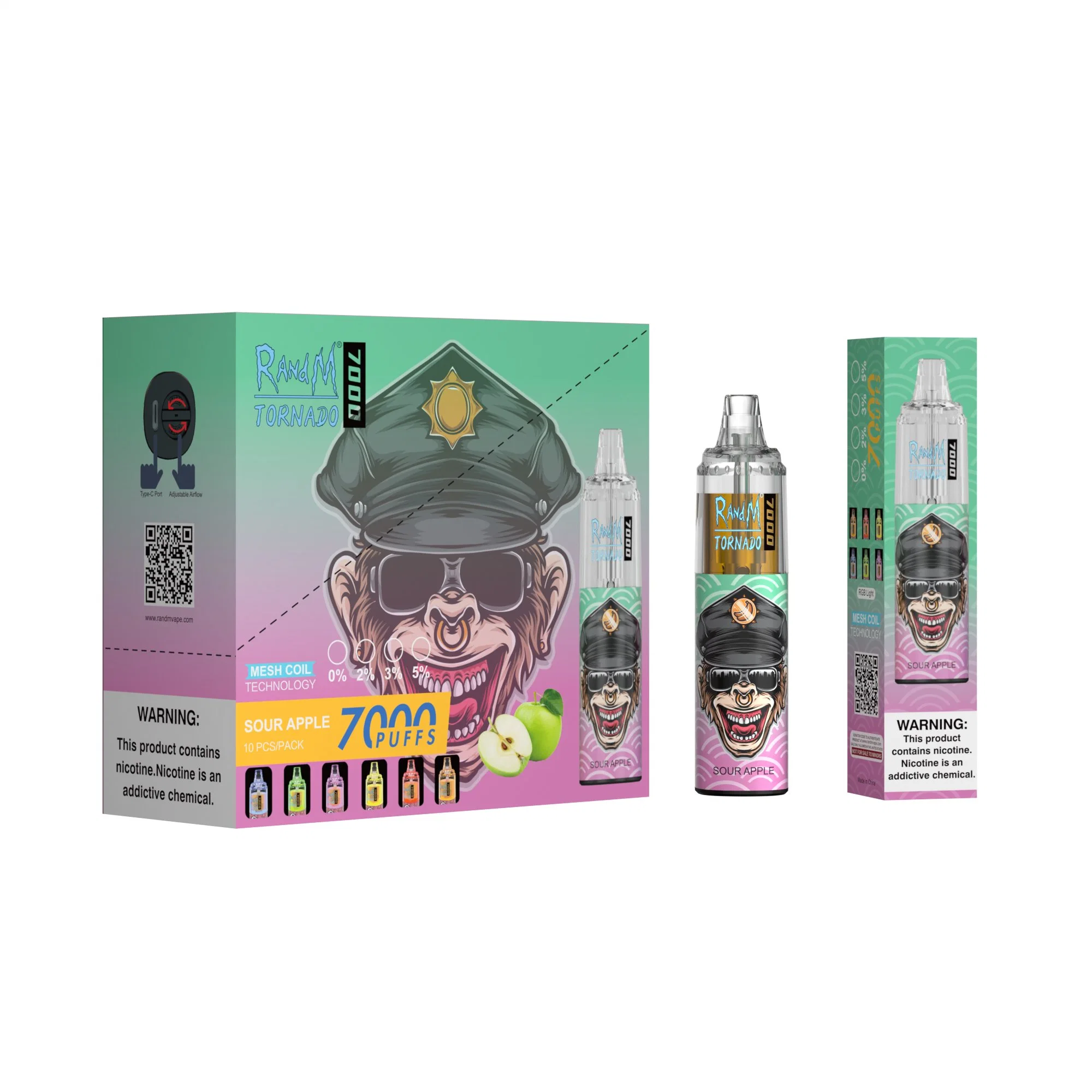 Top Seller E Zigarette Randm Tornado 7000 Puffs Einweg-Vape Pod