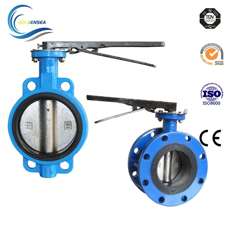 China Manufacturer Center Line Resilient Seated Eccentric Pneumamtic DN100 65mm Wafer Type Ductile Iron Nylon Covered Di Disc Motor Driven Butterfly Valve