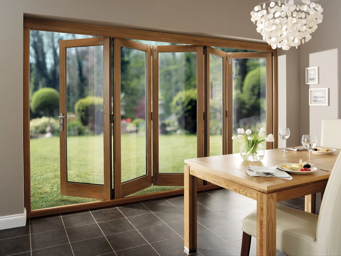 Security Exterior Double/Triple Double Glazed Patio Doors Glass Folding Screen Door Aluminum Bifold Door