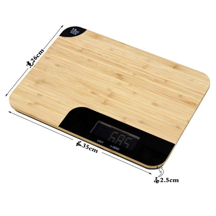 15kg/1g Large Bamboo Platform Electronic Kitchen Scale