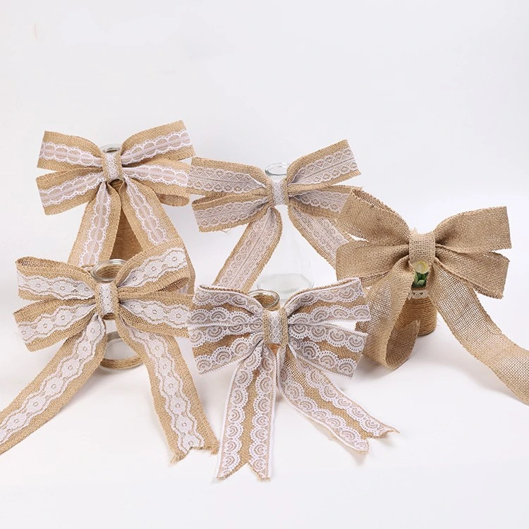 Hot Selling Handmade Jute Bows for Wedding Craft Gift Wrapping Tree Ornaments