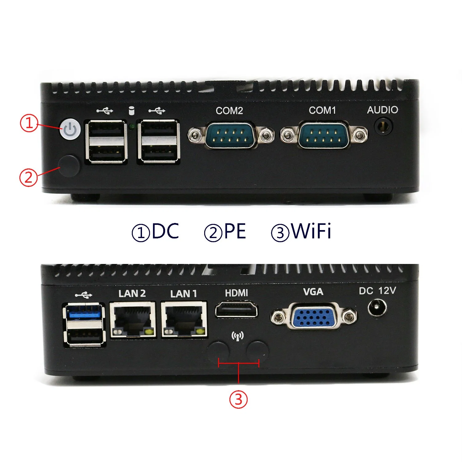 Diseño sin ventilador Mini PC Hardware de bajo consumo de energía industrial Computer todo en un Mini PC de escritorio