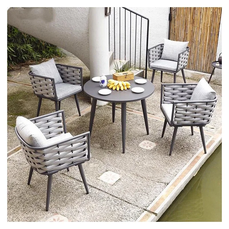 Modern Popular Home Patio Dining Table and Chair Set Rope Outdoor Furniture