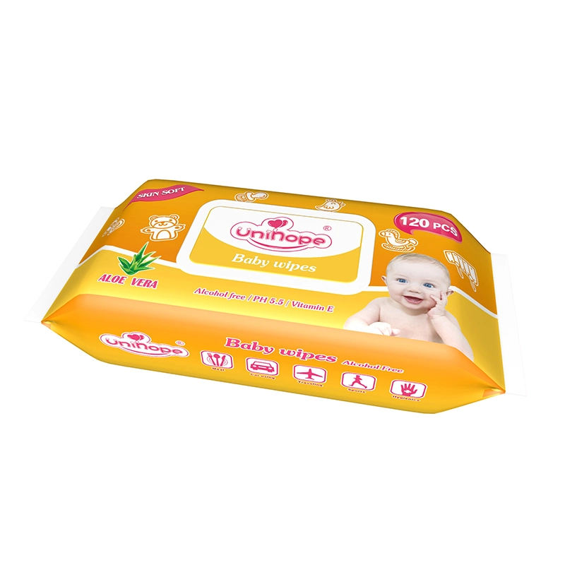 Baby Hautpflege Tücher Körperreinigung Babypflege 120pcs Pack Baby Wet Wipes mit Plastikdeckel und Duft