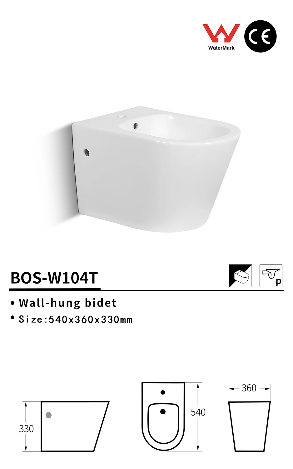 Bathroom Back to Wall Bidet Ceramic Hot Selling Toilet Bidet