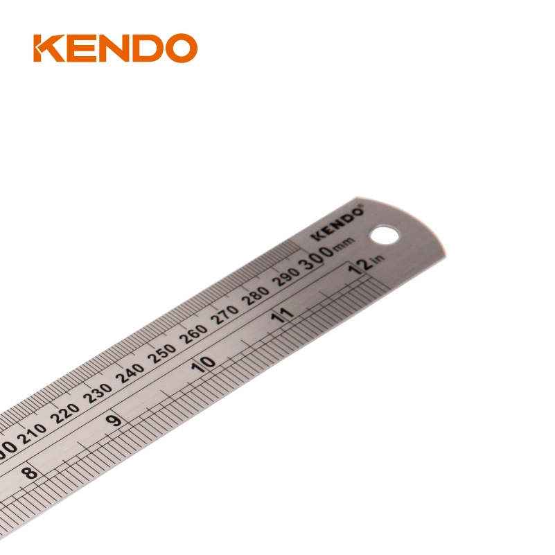 Kendo 30cm 1m Stainless Steel Etched Scale Metallic Straight Ruler for Draw Straight