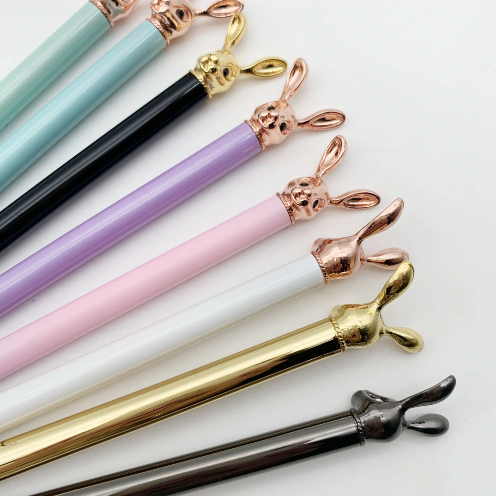 Wholesale New Animal Top Thin Metal Material Rabbit Ball Pen Custom Logo Rabbit Ballpoint Pen on Stock