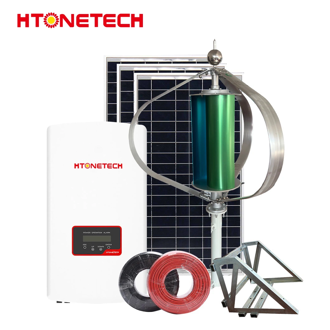 Htonetech China 450 W Painel Solar Factory 500W 800W 1000W 1500W 2000W 2 Kw de Energia Solar System com 2 Kw Turbina Eólica