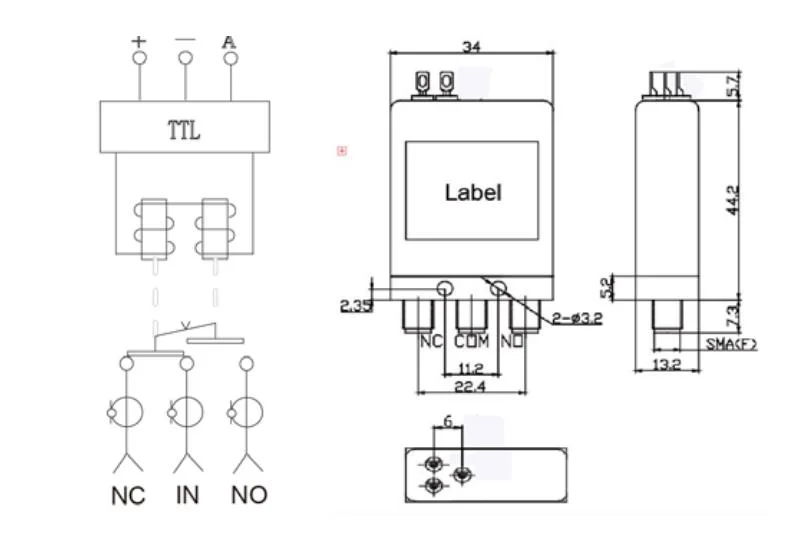 DC-26.5GHz CC12V, 24V, 28V Withouttermination &amp; con Ttl Tipo coaxial RF Horno Interruptor SPDT