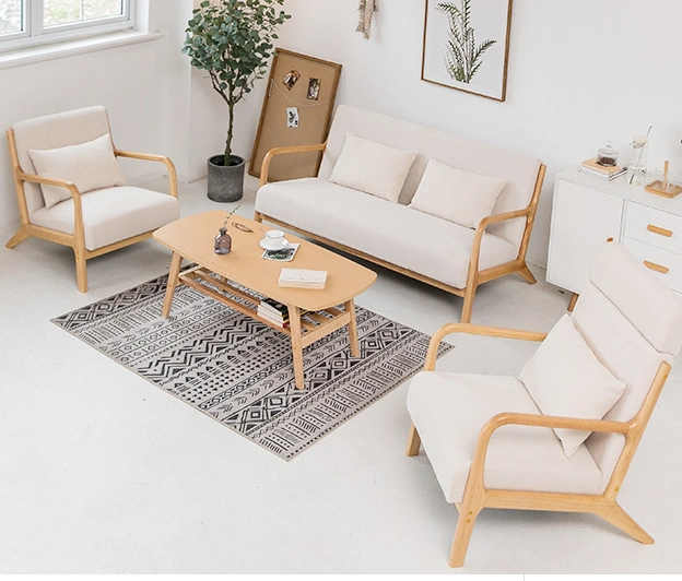 Fabrik Günstige Preis Einfaches Design Massivholzmöbel Wohnzimmer Möbel 3 Sitzer Couch Sofa