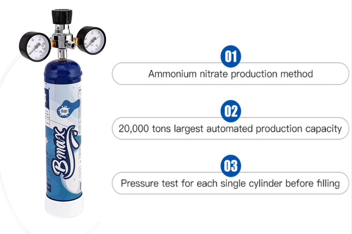 Bmax Nos Óxido Nitroso el cilindro de gas 580g de N2o al por mayor de los cargadores de crema