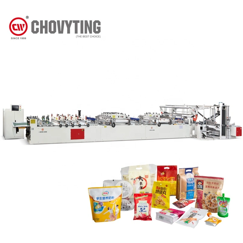 3 Side Sealing Square Bottom Snack Packaging Bag Zipper Self Standing up Doypack Pouch Bag Making Machine