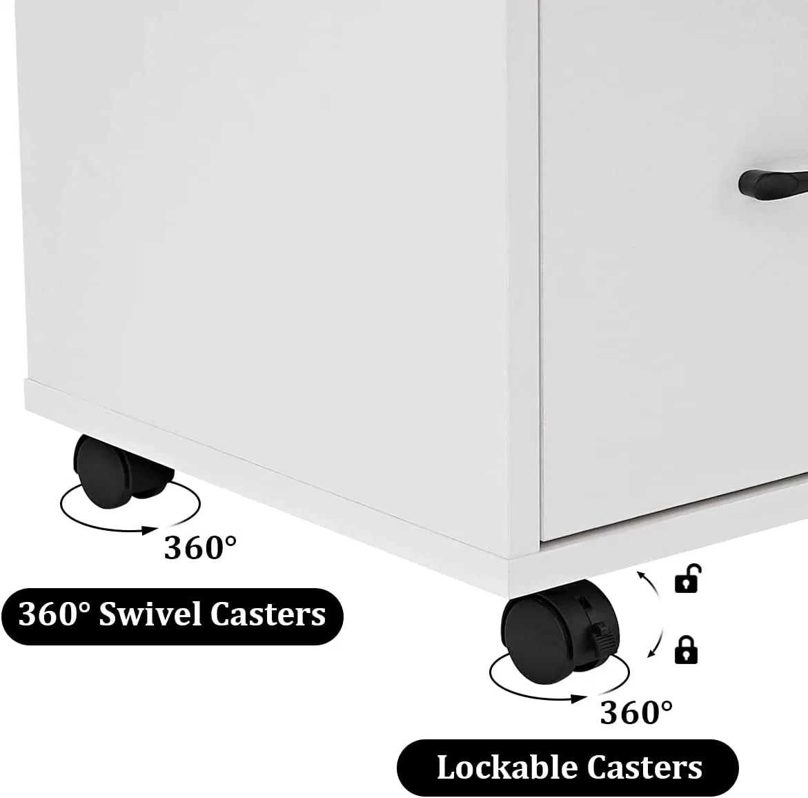 3 Drawer Office File Cabinets, Mobile Lateral Printer Stand with Open Storage Shelf, Rolling Filing Cabinet with Wheels