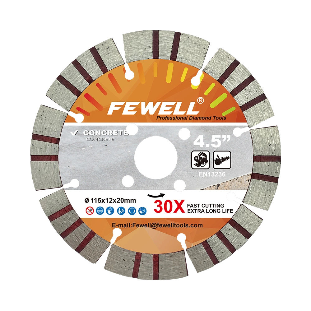 Cold Press 4.5inch 115*2.0*12*20mm Segmented Turbo Diamond Saw Blade with Cooling Holes for Cutting Concrete Beton