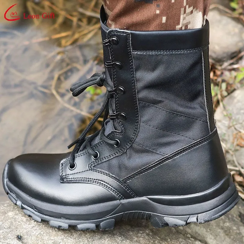 Factory Custom New Combat Boots Side Pull Wear Resistant Lightweight Climbing Tactical Boots   Shoes