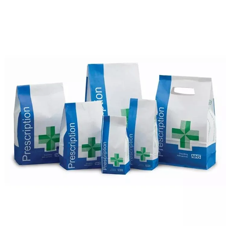 Recyclable Custom Printed Waterproof Pharmacy Medical Sickness Kraft Paper Bags