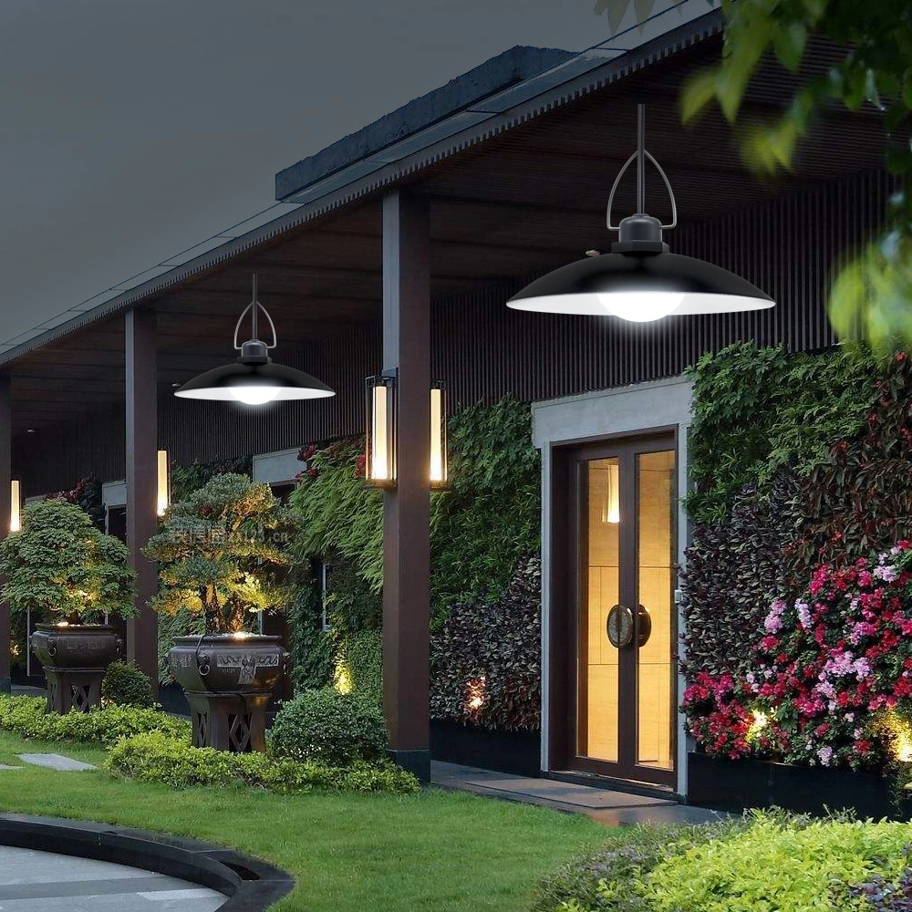 Solar Pendant Light with Remote Warm White/White LED Lamp for Outdoor Garden Yard Street