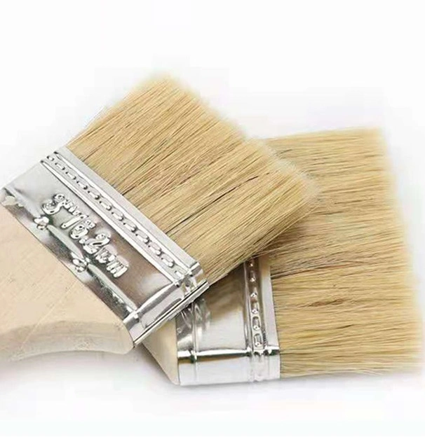 Mur de peinture brosses plates avec manche en bois pour la décoration