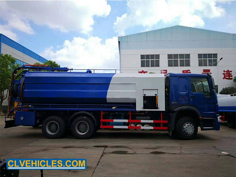 HOWO 18cbm 10wheeler High Volume Industrial Drain Jetting Cleaning Truck