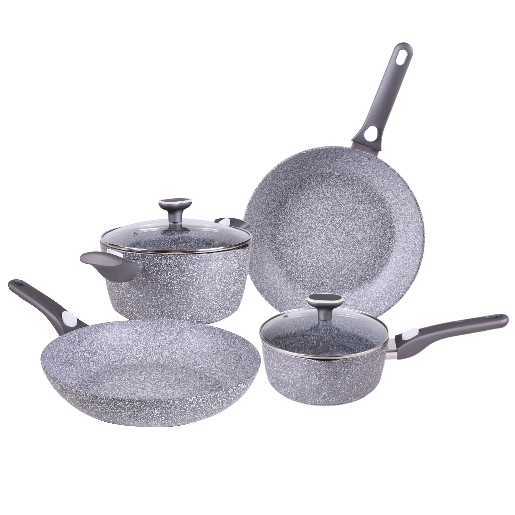 Original Factory OEM Granite Coating Aluminum Cooking Set Cookware with Removable Handle