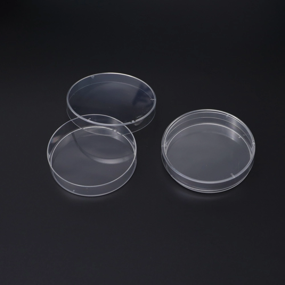 Laboratorio de venta al por mayor plástico desechable transparente PS contenedor de cultivo celular Poliestireno virus cultivo estéril circular transparente Petri Plato para adjunto Célula