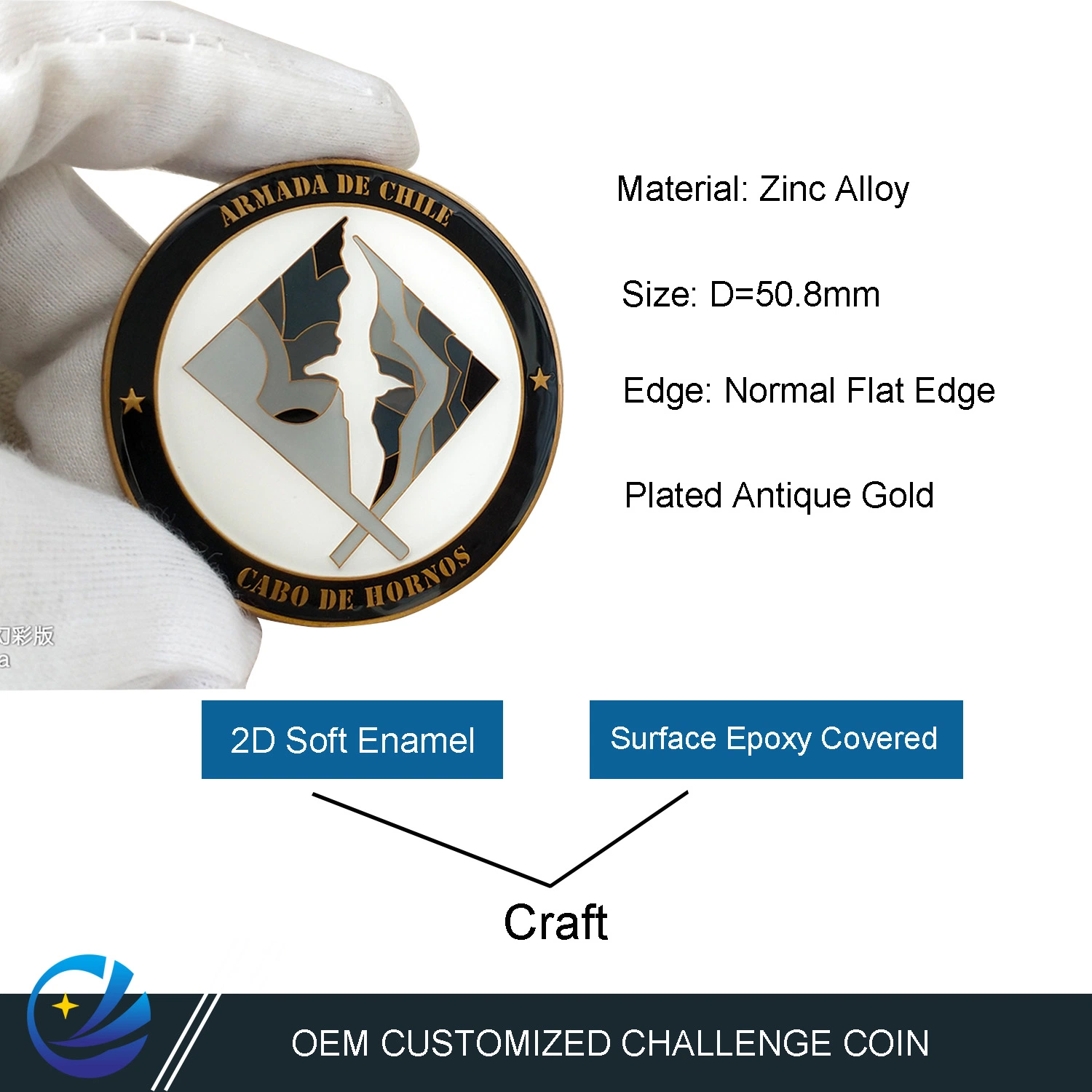 Factory Customized Military Challenge Coin Zinc Alloy 2D Epoxy Coins Promotional Gift Metal Craft in China