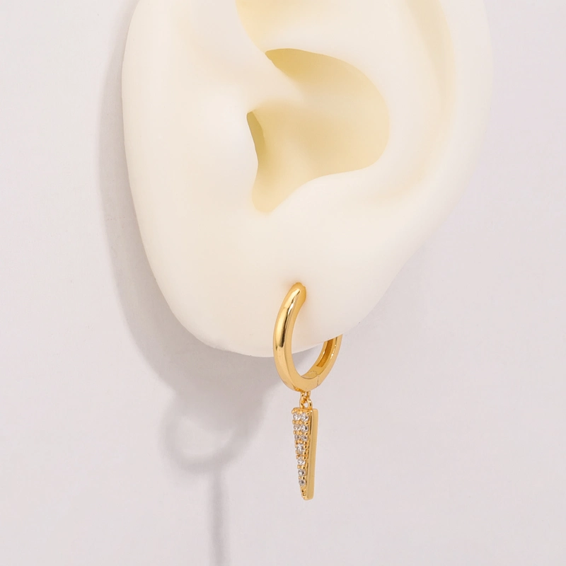 Duality Gold Charm Hoop Earring