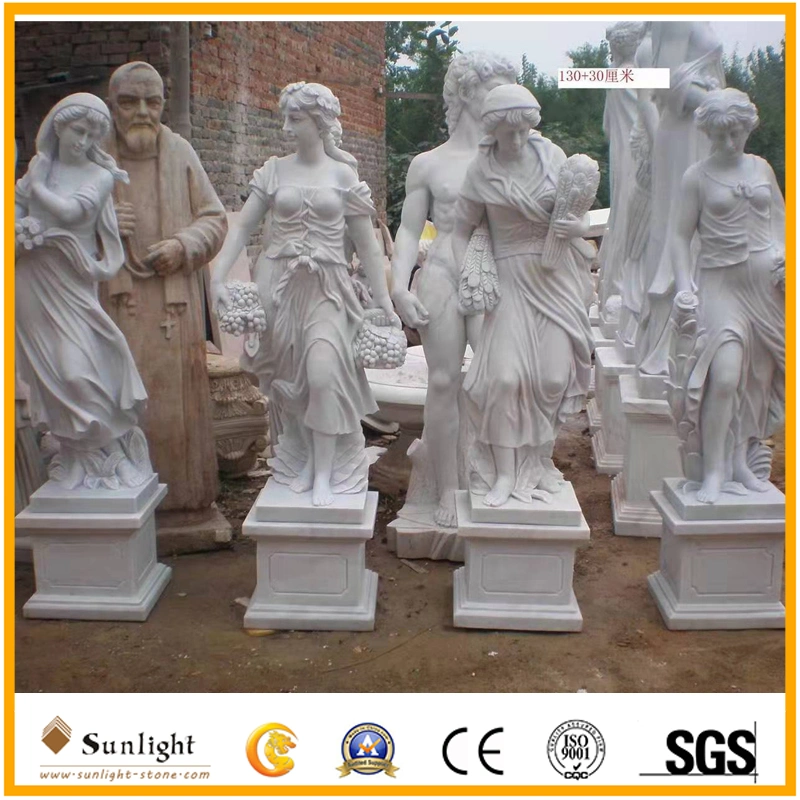 Venta de cuatro estaciones calientes personalizados de piedra de color blanco/verde/ dama de las estatuas de mármol rosa puesta de sol