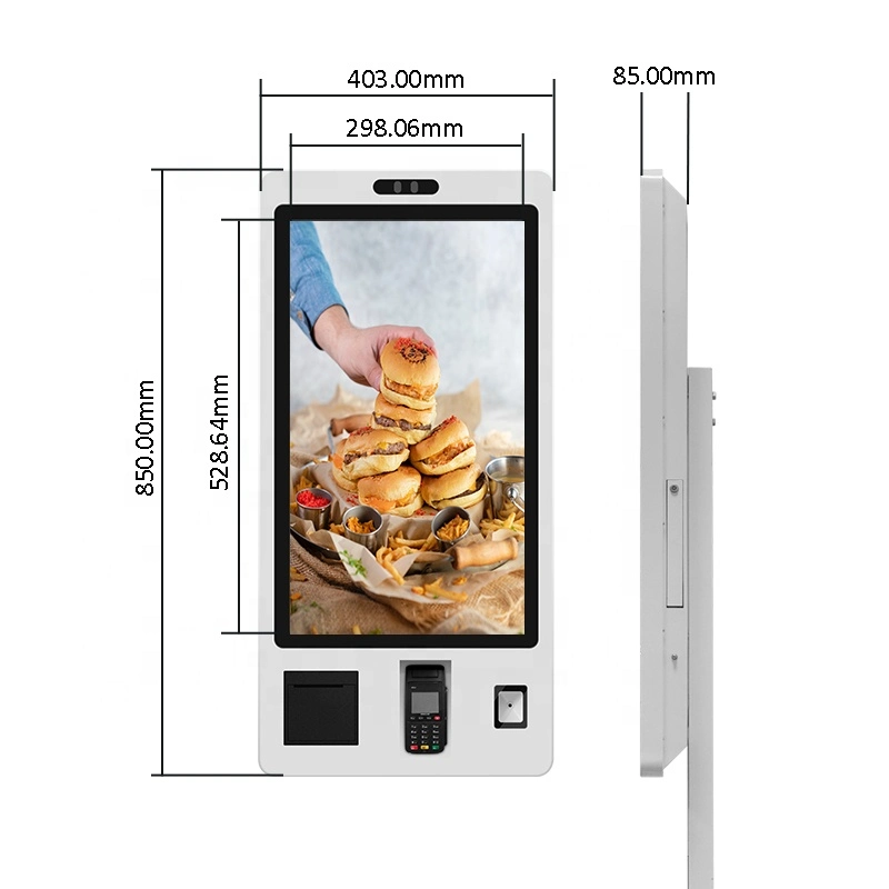 32 Zoll Automatische Bestellung Self-Service Touchscreen Ticket Bill Bezahlkiosk mit Thermodrucker LCD-Touchscreen-Monitor