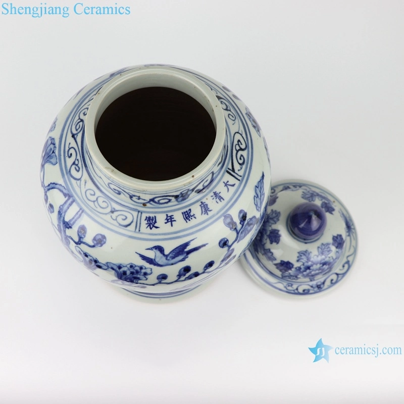 Rzsc07 Jingdezhen Antique Flor hermosa y patrón de pájaro jengibre cerámico Tarro