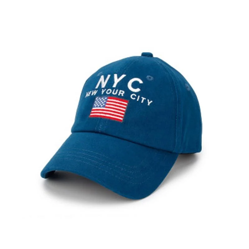 Custom New York Logo Embroidery Wholesale Adjustable Curved Brim Baseball Cap