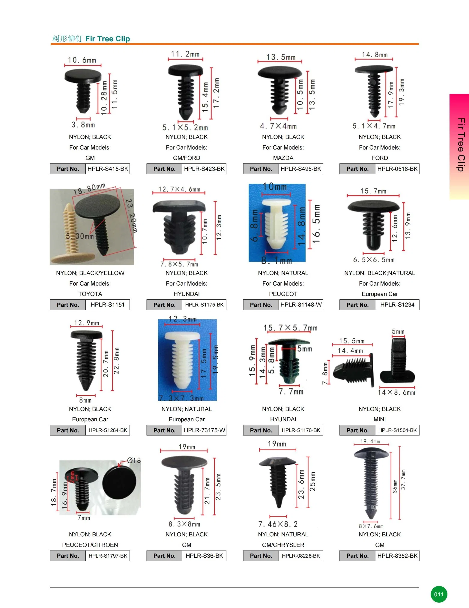 Peças de automóvel de topo nylon/metal/plástico/POM/PP rebite automático/porcas/parafusos/parafusos/clipes de árvore/tipo de encaixe do para-choques Fixadores de retenção de fecho de encaixe