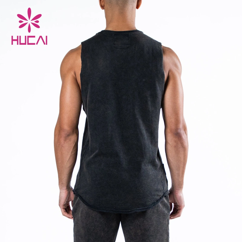 Atacado 100% Algodão Moda Masculina Roupas Esportivas Regata Lavada