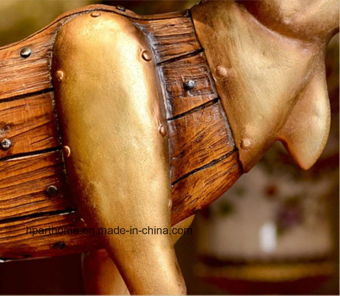 Home Decor Antique Gold Moose Sculpture Polyresin Christmas Gift Crafts