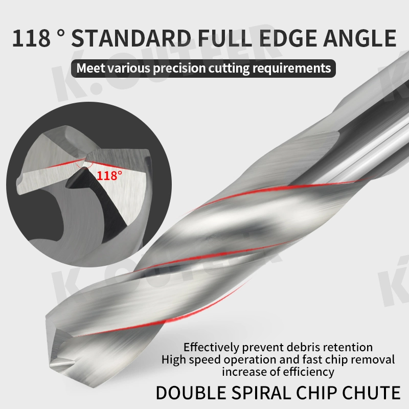 50-Degree Tungsten D1.8~D15.5 40~100L Carbide Twist Drill Bits for CNC Metal