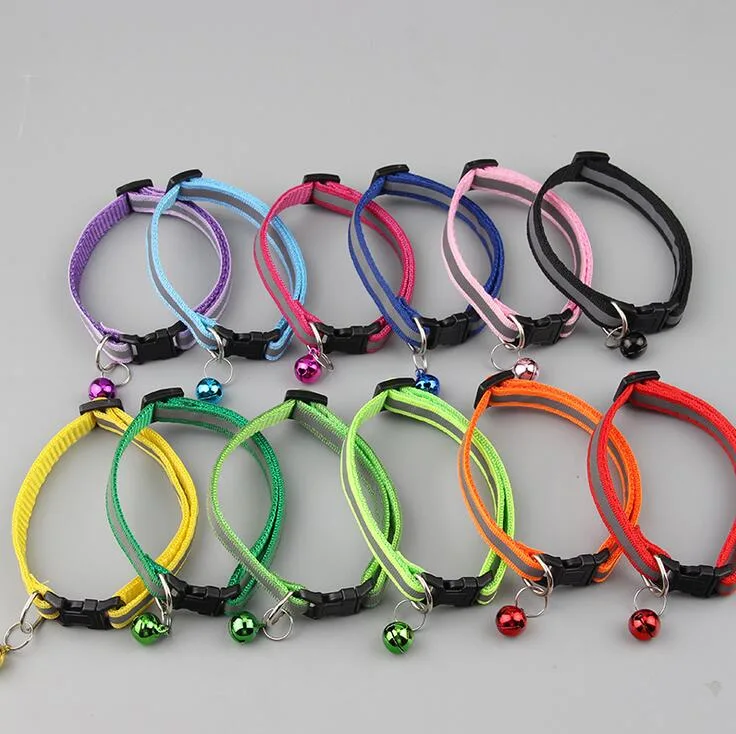 Pet Supplies Nylon Dog Cat Collar Bell Reflective Adjustable Puppy Collar