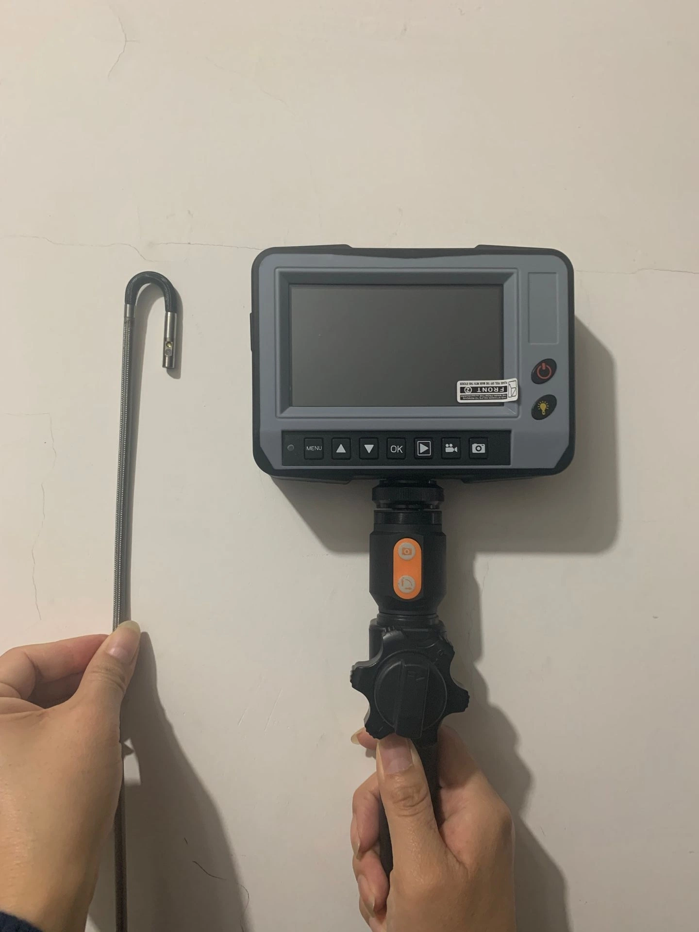 Flexible Industrial Video Endoscope with 6mm Dual Lens, 2 Way Articulation, Waterproof IP67, 4.5 Inches Display, 1.5mts Testing Cable