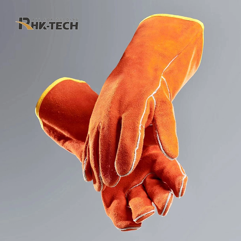 BBQ Cooking Baking Protective Heat Resistant Safety Argon TIG Stick Cow Split Leather Welding Gloves