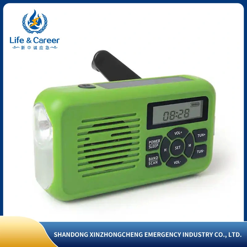 Multi-Function Waterproof Emergency Solar Weather Portable Crank Radio with Sos Alarm/LED Flashlight