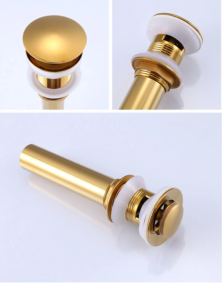 Golden Bathroom Drain Strainer Pop up Drain Water Drainage with Overflow