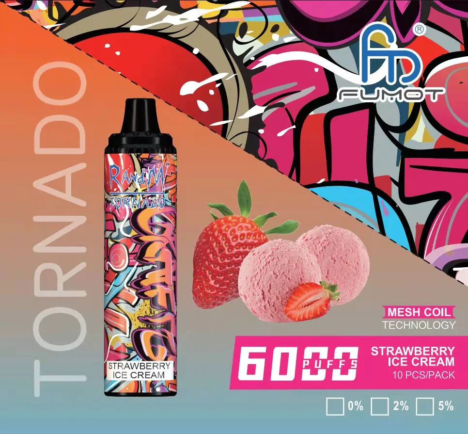 Nueva llegada exclusivo Graffiti Design Randm Tornado 6000 Puffs VAPE Lápiz con batería recargable 850