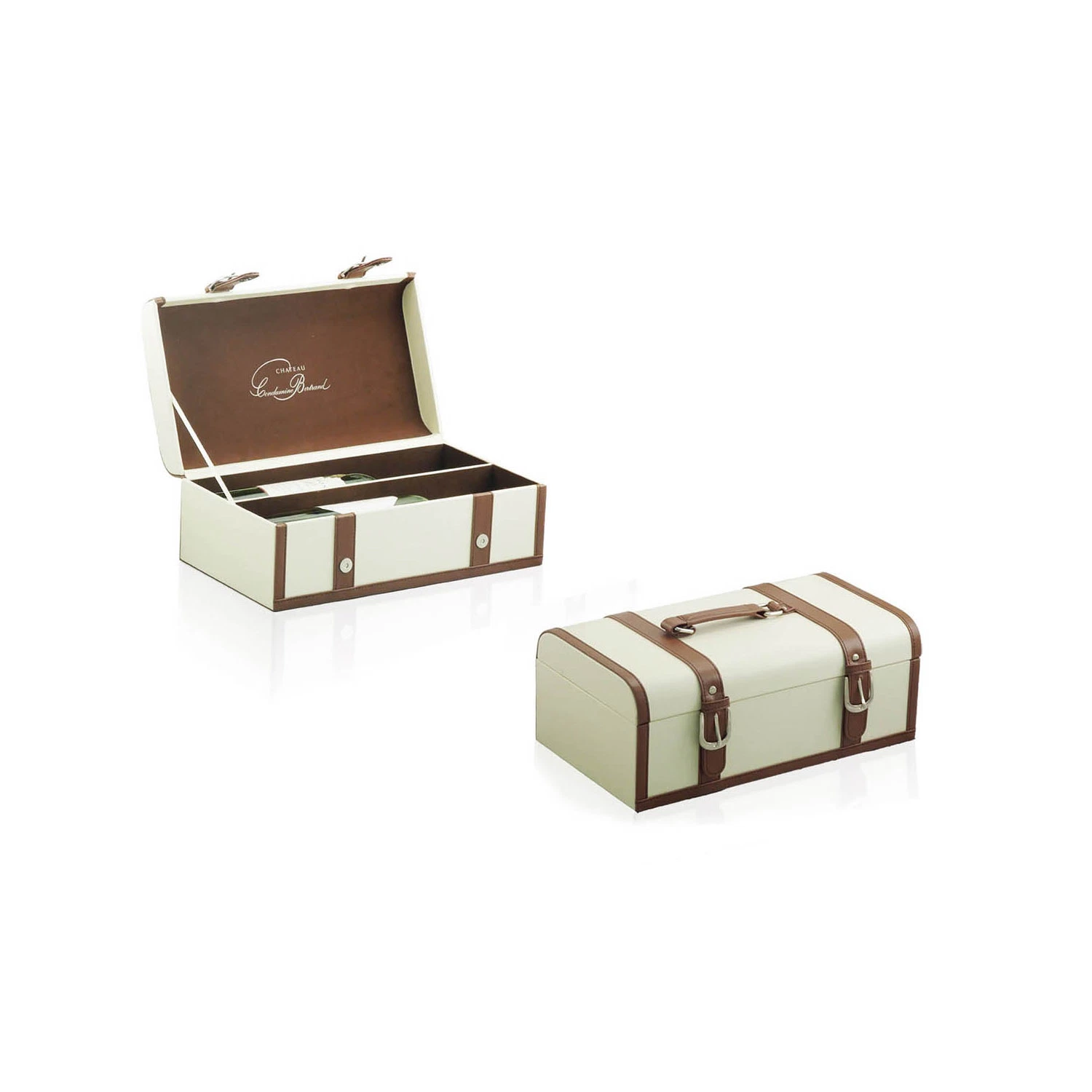 Fancy Three Bottles Leather Custom Wine Storage Box (4392)