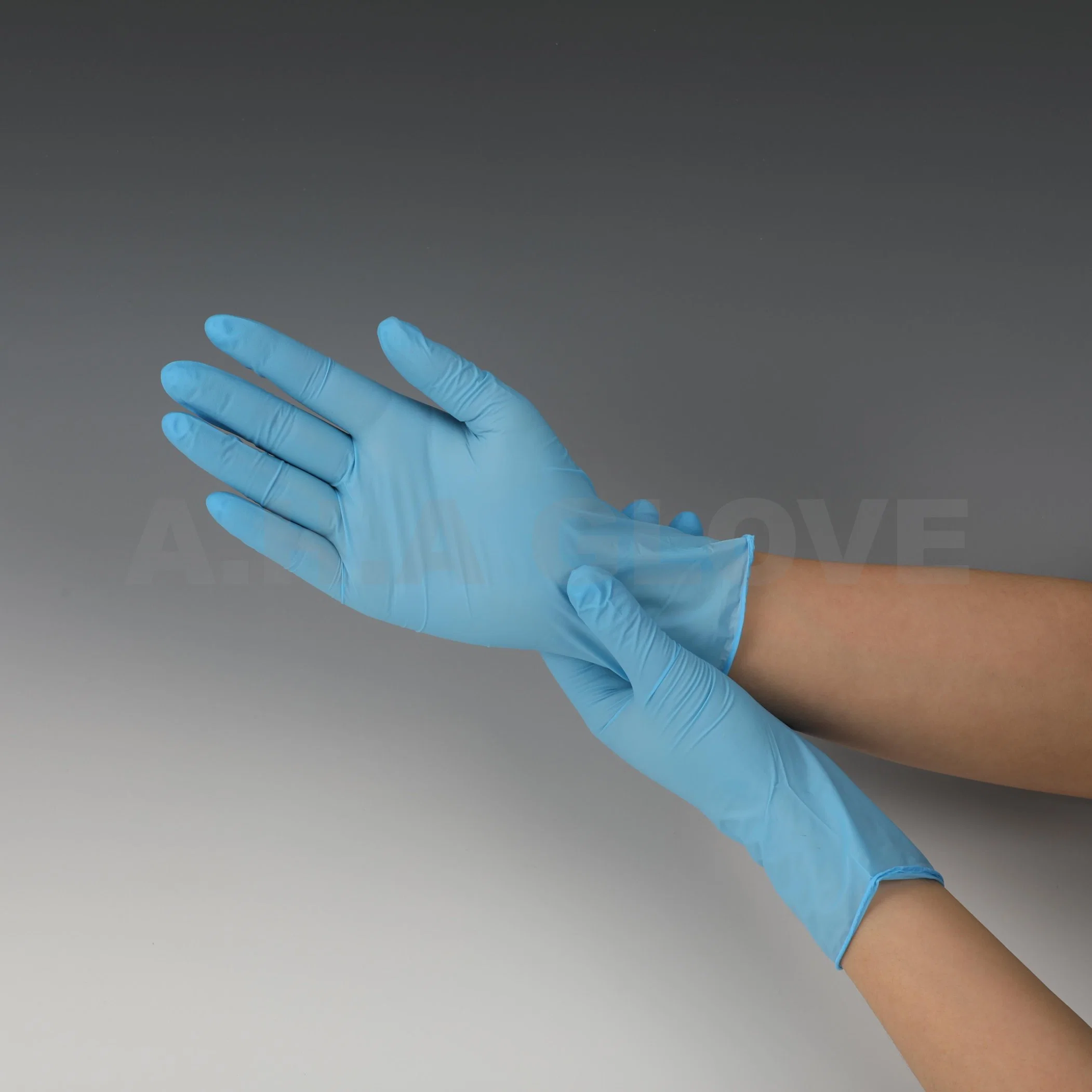 Medical Supply Powder Free Powdered Food Contact Finger Texture Examination Disposable Nitrile Glove for Hand Cleaning