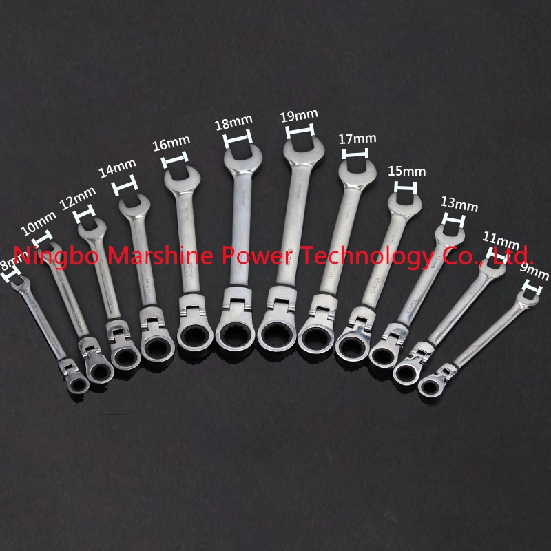 12 Pieces Combination Cordless Movable Head Flare Nut Ratchet Spanner Wrench