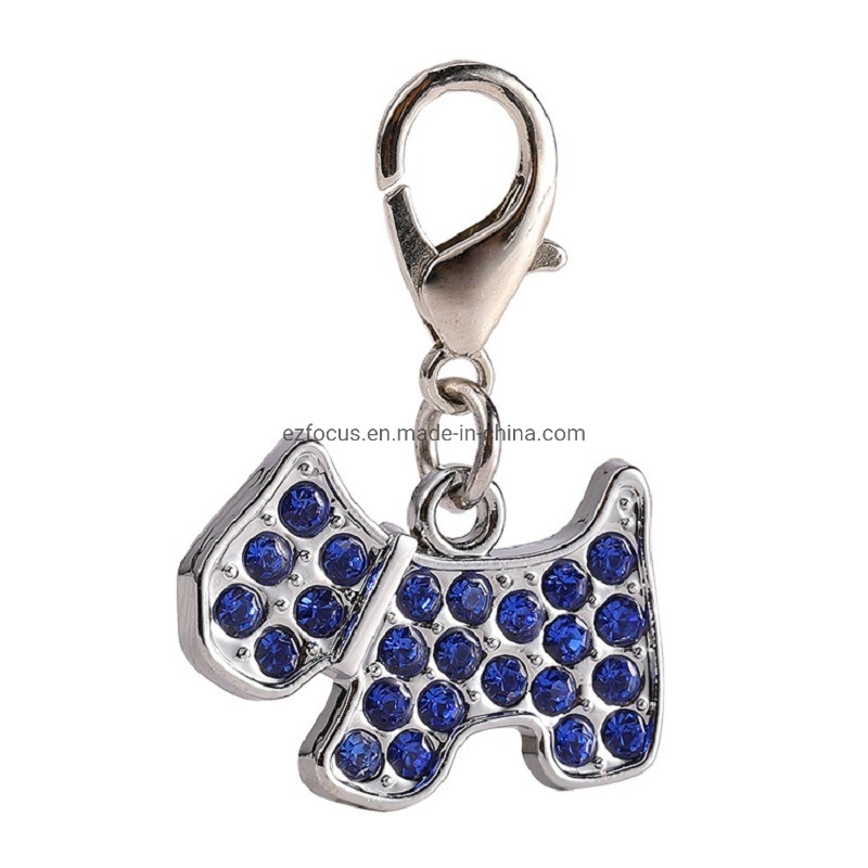 Dog Shape Rhinestone Pendant Cute Tag Pet Bling Charm Tag Dog Accessories Wbb16527