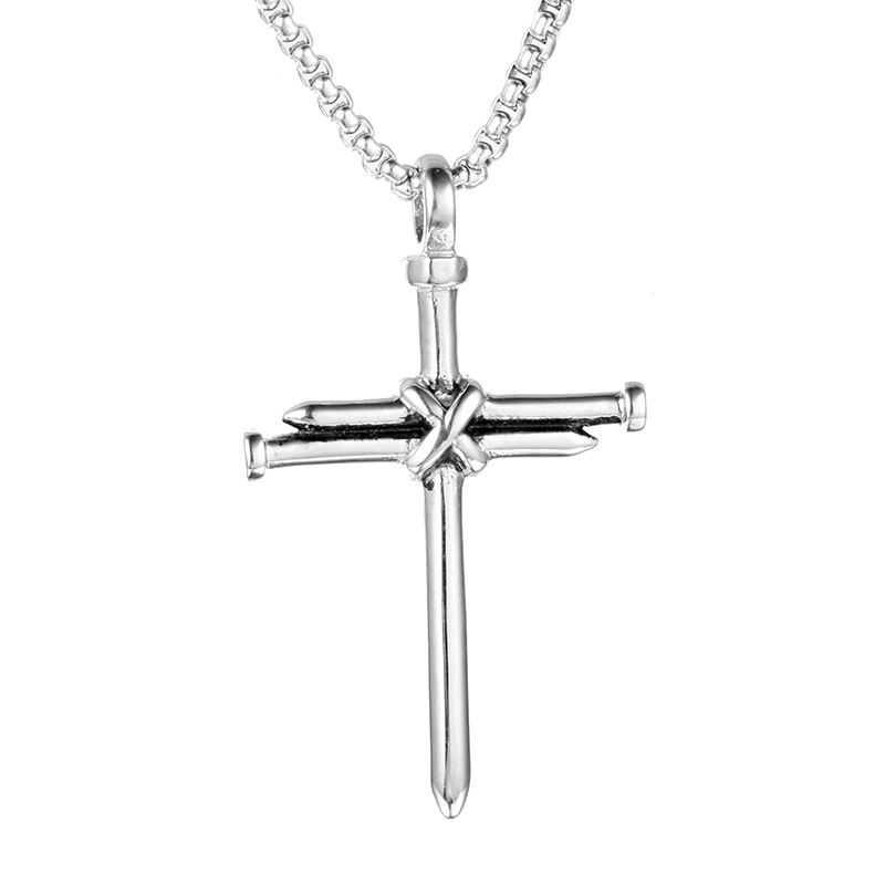 Hiphop Punk Style Edelstahl Vergoldet Nagel Kreuz Anhänger Halsketten Schmuck für Damen Herren