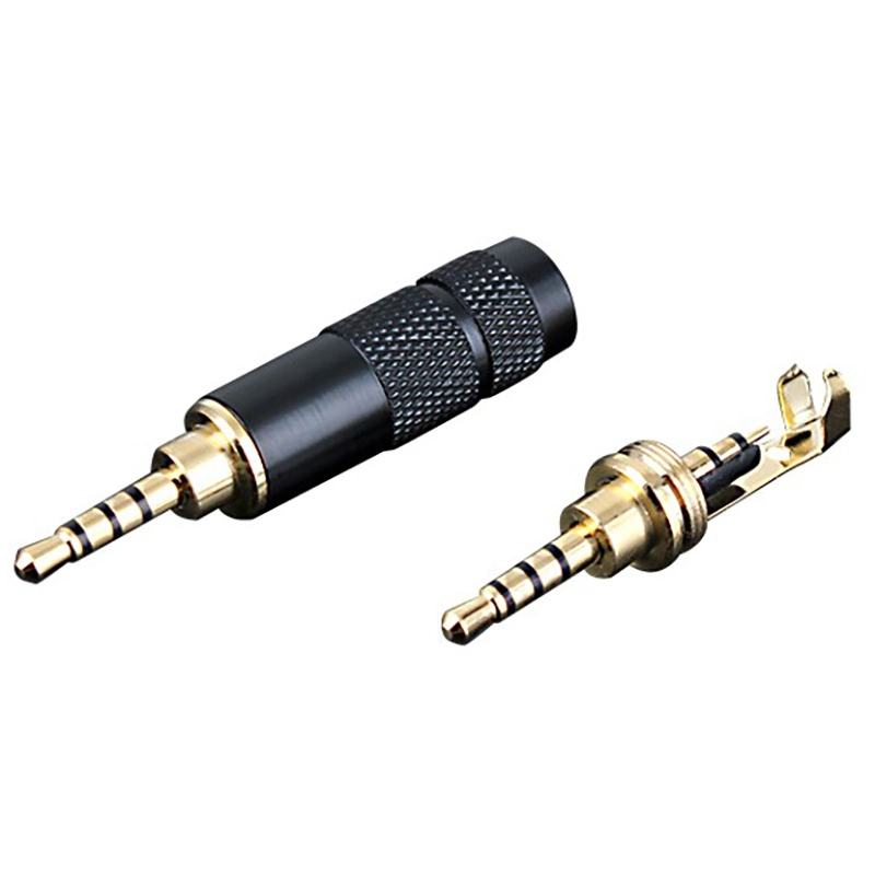 Conector de soldadura de tomada de 2,5 mm e 4 pólos adaptador de áudio ficha banhada a ouro