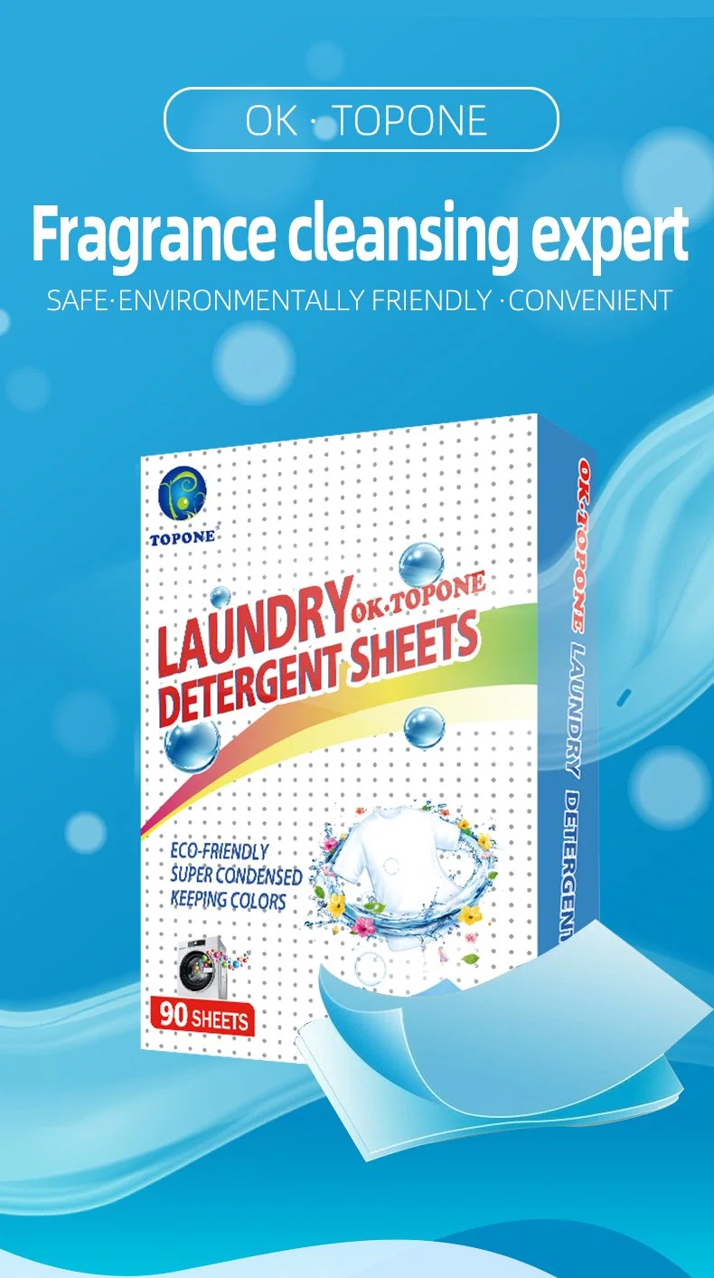 Topone Wholesale/Supplier Laundry Detergent Sheets Powder Washing Detergent Sheets Household Cleaning Sheets