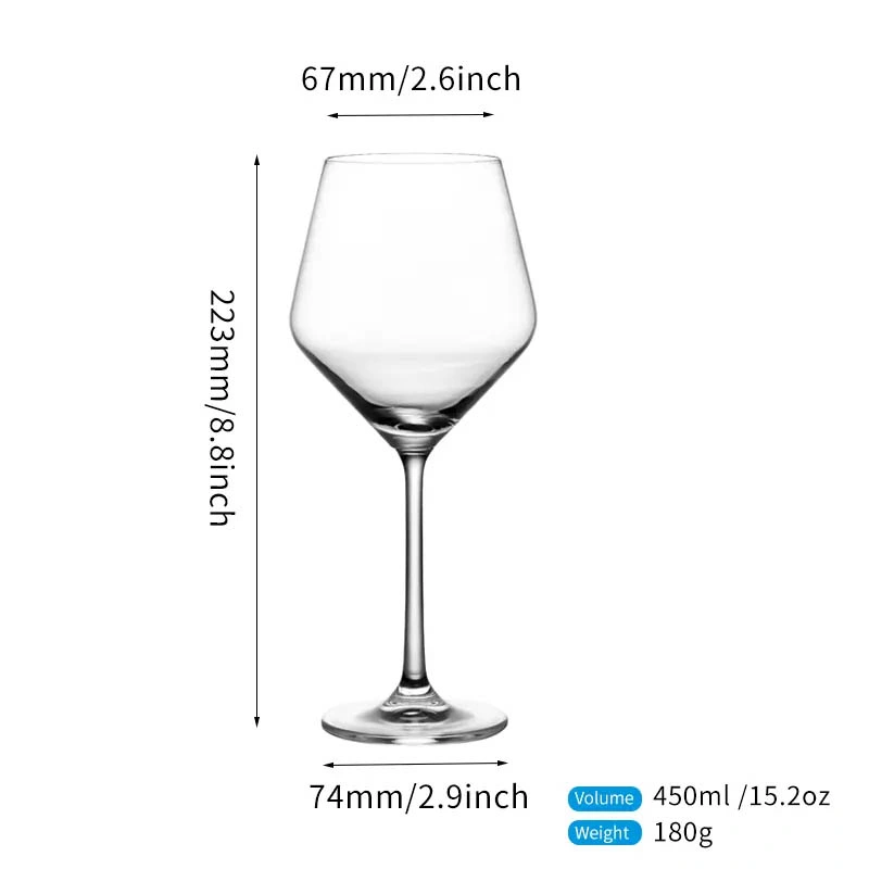 Factory Direct 450ml 15.22oz Home Party Use Highball Stemware Cheap Crystal Wine Glass